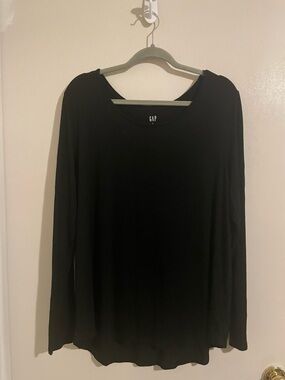 Gap Luxe Long Sleeve Scoop Neck Tee Black XL (251)